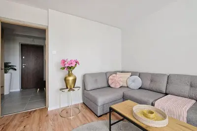 Część wypoczynkowa w obiekcie The Best View Private Apartment Emilii Plater 55