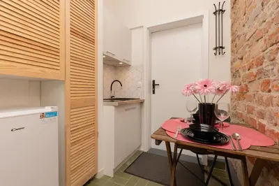 Kuchnia lub aneks kuchenny w obiekcie Budget-Friendly Studio Metro Wilanowska Warsaw Mokotów by Noclegi Renters