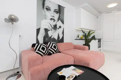 Część wypoczynkowa w obiekcie Stylish Apartment Przedpole with Balcony & Parking by Noclegi Renters