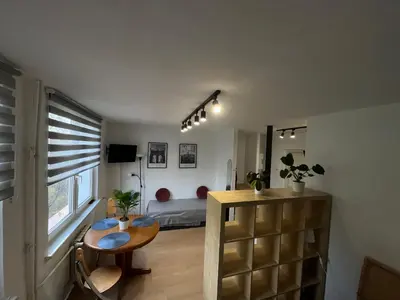 Telewizja i/lub zestaw kina domowego w obiekcie Murano Apartaments Promenada studio