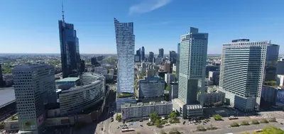Widok na miasto Warszawa z tego apartamentu