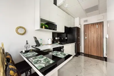 Kuchnia lub aneks kuchenny w obiekcie Wola Chic Luxury Studio by BookingHost