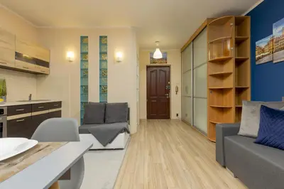 Część wypoczynkowa w obiekcie Comfortable Studio Sapiezynska by Noclegi Renters