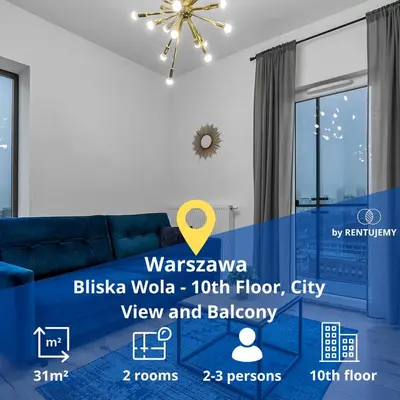 Plan piętra w obiekcie Warsaw Business Apartments - Air Conditioning, 10th Floor, City View, Balcony - by Rentujemy