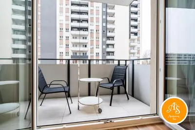 Balkon lub taras w obiekcie ApartamentySnu, Wola Komfort IV z parkingiem