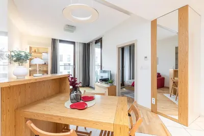 Część wypoczynkowa w obiekcie SuperApart Kolejowa 45 - Nowoczesny apartament na Woli
