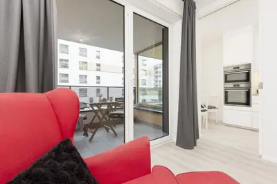 Kuchnia lub aneks kuchenny w obiekcie Business Apartment Mokotów by Noclegi Renters