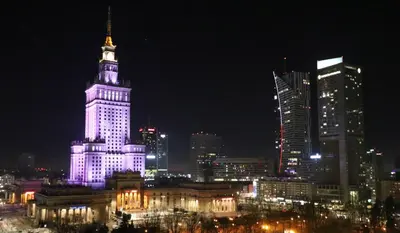 Widok na miasto Warszawa z tego apartamentu