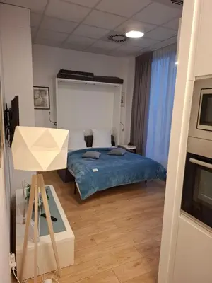 Łóżko lub łóżka w pokoju w obiekcie Zlatarooms 202