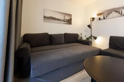 Część wypoczynkowa w obiekcie 2-108 Wola, Jana Kazimierza 32, Warsaw, cozy city view, Petrovdom Apartment