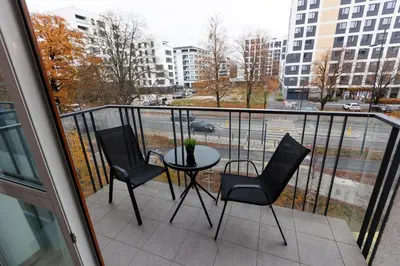 Balkon lub taras w obiekcie 2-108 Wola, Jana Kazimierza 32, Warsaw, cozy city view, Petrovdom Apartment