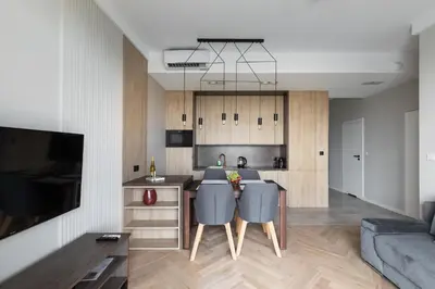 Telewizja i/lub zestaw kina domowego w obiekcie Zoliborz Rydygiera P&O Serviced Apartments