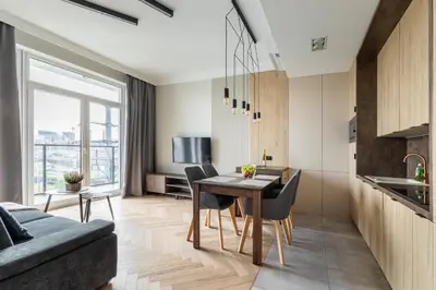 Telewizja i/lub zestaw kina domowego w obiekcie Zoliborz Rydygiera P&O Serviced Apartments