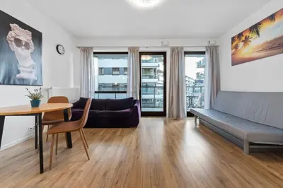Część wypoczynkowa w obiekcie Comfy studio. City center.