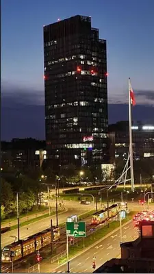 Widok na miasto Warszawa z tego apartamentu
