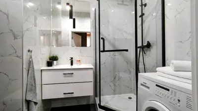 Łazienka w obiekcie ApartamentySnu, Wola Premium IV z parkingiem