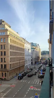 Widok na miasto Warszawa z tego apartamentu
