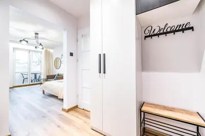 Łóżko lub łóżka w pokoju w obiekcie Modern Studio close to the Metro