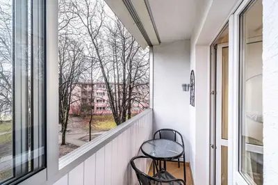 Balkon lub taras w obiekcie Modern Studio close to the Metro