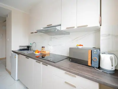 Kuchnia lub aneks kuchenny w obiekcie First Green Żoliborz Apartment 9