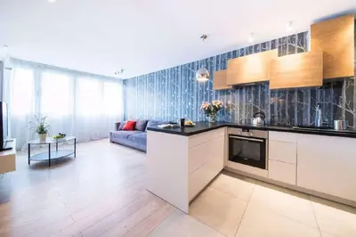 Kuchnia lub aneks kuchenny w obiekcie A Flat with view on Palace of Culture City Center