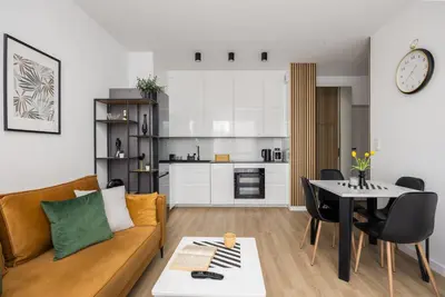 Kuchnia lub aneks kuchenny w obiekcie WARSZAWSKI SEN. Apartament na 5