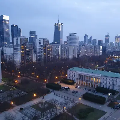 Widok na miasto Warszawa z tego apartamentu