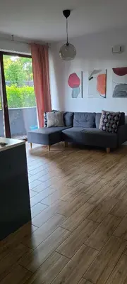 Część wypoczynkowa w obiekcie Lovely One-Bedroom Condo With Patio Free Parking