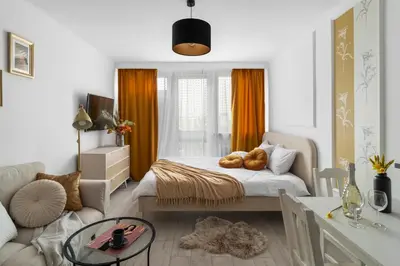 Część wypoczynkowa w obiekcie 2 x1 BR Deluxe Studio Apartments with AC only 900 m to Central Station