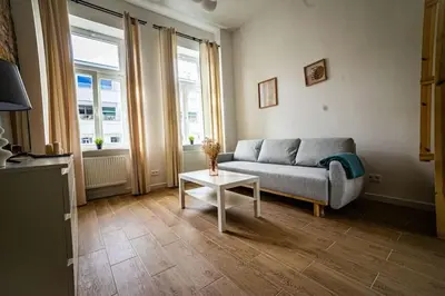 Część wypoczynkowa w obiekcie Stylish apartment in Warsaw