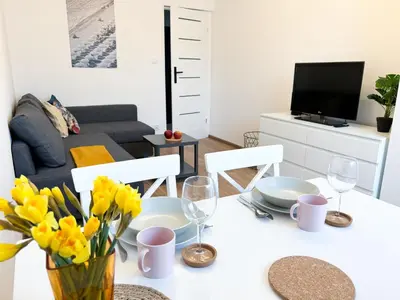 Telewizja i/lub zestaw kina domowego w obiekcie Next Life Apartament