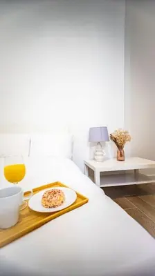 Łóżko lub łóżka w pokoju w obiekcie Lovely apartment in Warsaw