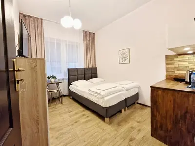 Łóżko lub łóżka w pokoju w obiekcie Apart HoStel Helvetia B&B