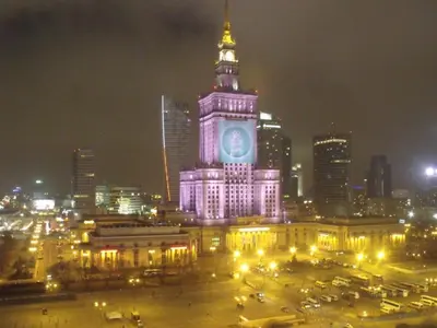 Widok na miasto Warszawa z tego apartamentu