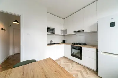 Kuchnia lub aneks kuchenny w obiekcie Warsaw Concierge Grójecka View