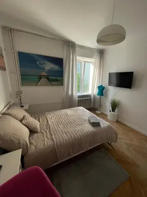 Telewizja i/lub zestaw kina domowego w obiekcie Apartament Metro Swiętokrzyska Pokoje Rooms