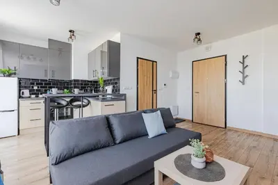 Kuchnia lub aneks kuchenny w obiekcie Wiktoryn 98 SuperApart - Nowoczesne studio