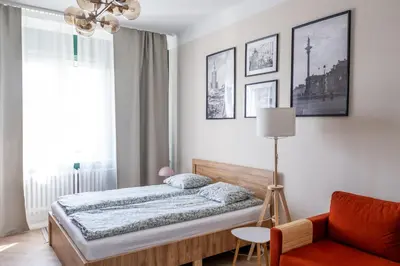 Łóżko lub łóżka w pokoju w obiekcie The All Right Apartment Warszawa Pulawska