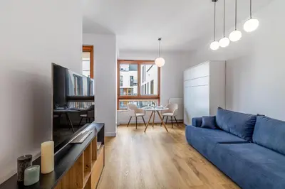 Telewizja i/lub zestaw kina domowego w obiekcie Comfort Studio in Warsaw Business Center