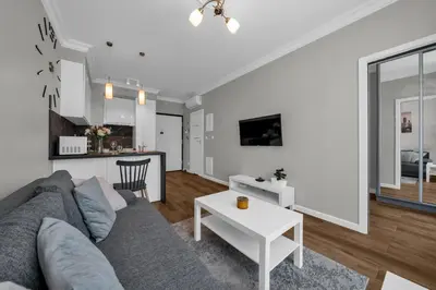 Telewizja i/lub zestaw kina domowego w obiekcie Mokotów Apartment - Park, Metro & Shops nearby - by Rentujemy