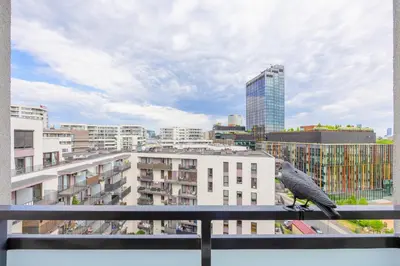Widok na miasto Warszawa z tego apartamentu