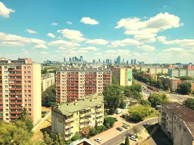 Widok na miasto Warszawa z tego apartamentu
