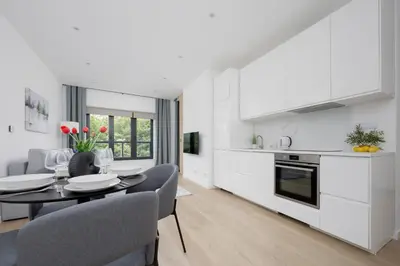 Kuchnia lub aneks kuchenny w obiekcie Design Apartment in the Centre of Warsaw Grzybowska 37 by Noclegi Renters