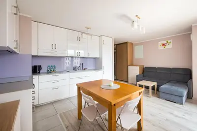 Kuchnia lub aneks kuchenny w obiekcie Wawrzyszewska 2-Bedroom Apartment by BookingHost