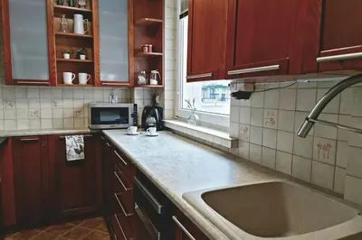 Kuchnia lub aneks kuchenny w obiekcie Apartament Zachodni z balkonem 4 osoby