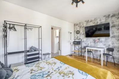 Telewizja i/lub zestaw kina domowego w obiekcie Super central, amazing view! 55''smart TV & fast WiFi