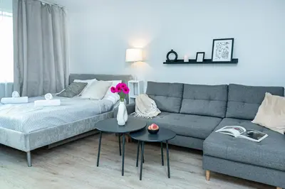 Łóżko lub łóżka w pokoju w obiekcie Bagno 7 grey - Stacja metra 300m - underground station 300m Better Rental