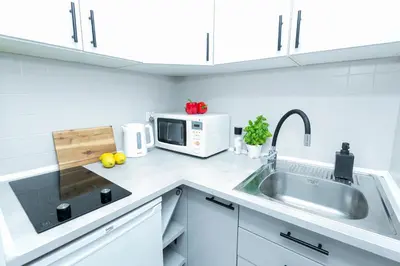 Kuchnia lub aneks kuchenny w obiekcie Bagno 7 grey - Stacja metra 300m - underground station 300m Better Rental