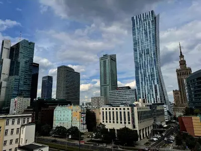 Widok na miasto Warszawa z tego apartamentu