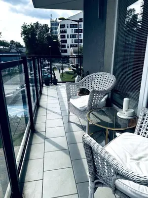 Balkon lub taras w obiekcie Cosy Apartment near Stadion Narodowy